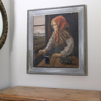 Oil On Canvas Study Of A Girl By Christian Aigens