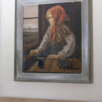 Oil On Canvas Study Of A Girl By Christian Aigens