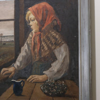 Oil On Canvas Study Of A Girl By Christian Aigens