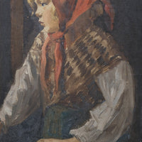 Oil On Canvas Study Of A Girl By Christian Aigens