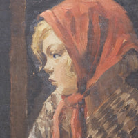 Oil On Canvas Study Of A Girl By Christian Aigens
