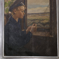 Oil On Canvas Study Of A Boy By Christian Aigens