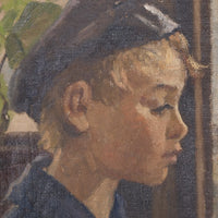 Oil On Canvas Study Of A Boy By Christian Aigens