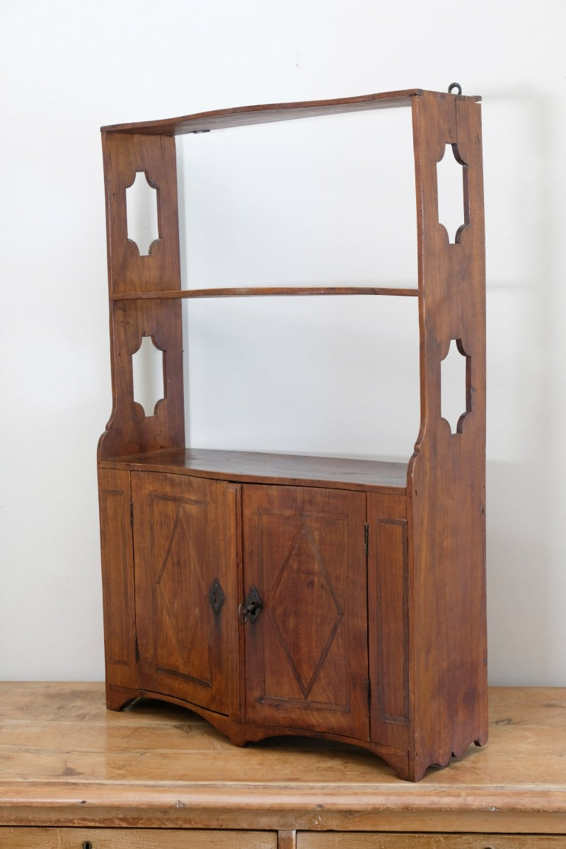 serpentine inlaid wall cabinet fruitwood