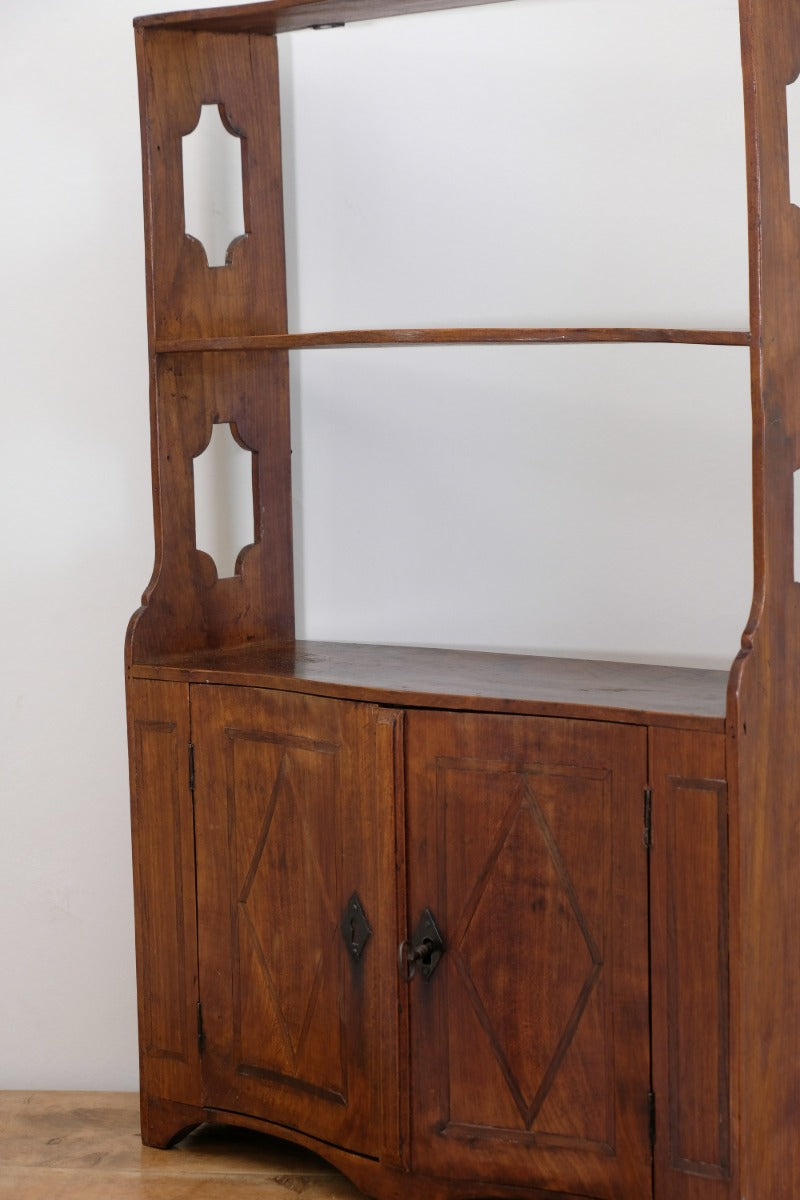serpentine inlaid wall cabinet fruitwood