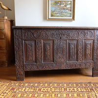 1791 AKEN Carved Oak Coffer Chest
