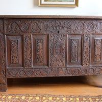 phoenix vine carving oak coffer