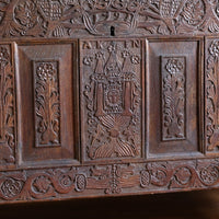 phoenix vine carving oak coffer