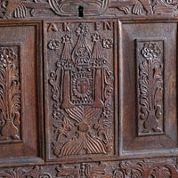 1791 AKEN Carved Oak Coffer Chest