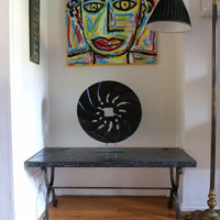 Mid 20th Century Coffee Table Wrought Iron & Repoussé Pewter Top