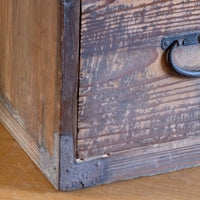 Antique Isho Tansu three-drawer cedar chest with iron corner reinforcements