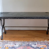 Mid 20th Century Coffee Table Wrought Iron & Repoussé Pewter Top