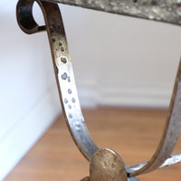 Mid 20th Century Coffee Table Wrought Iron & Repoussé Pewter Top