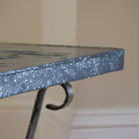Mid 20th Century Coffee Table Wrought Iron & Repoussé Pewter Top