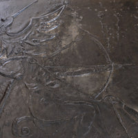 Mid 20th Century Coffee Table Wrought Iron & Repoussé Pewter Top