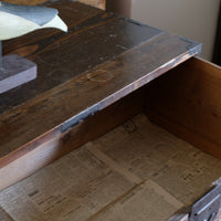 Antique Isho Tansu three-drawer cedar chest with iron corner reinforcements
