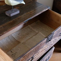 Antique Isho Tansu three-drawer cedar chest with iron corner reinforcements