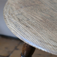 1950s carved oak Priory low round stool table