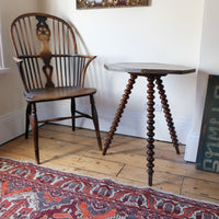 Gypsy table with mahogany bobbin legs and hexagonal pine top