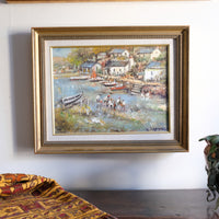 Life On The River oil painting by Ira Englefield riverside community scene