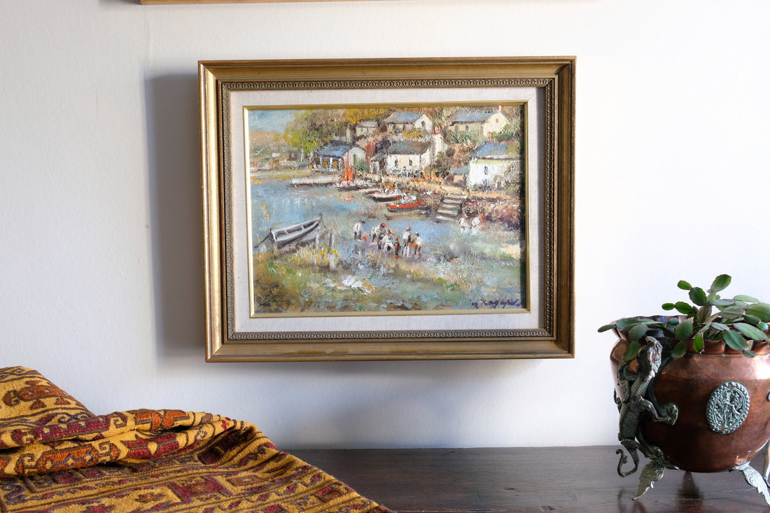 Life On The River oil painting by Ira Englefield riverside community scene
