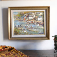 Life On The River oil painting by Ira Englefield riverside community scene