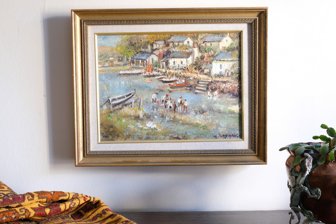 Life On The River oil painting by Ira Englefield riverside community scene