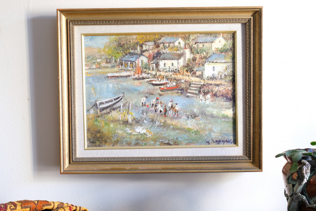 Life On The River oil painting by Ira Englefield riverside community scene