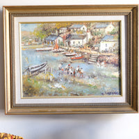 Life On The River oil painting by Ira Englefield riverside community scene