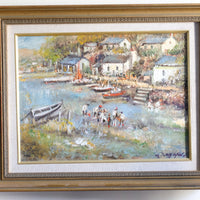 Life On The River – Original Oil on Canvas by Ira Englefield (Mid-20th Century)