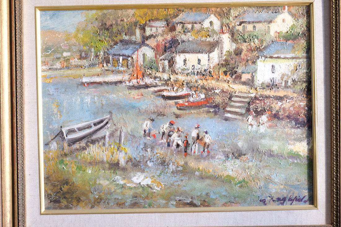 Life On The River oil painting by Ira Englefield riverside community scene