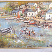 Life On The River oil painting by Ira Englefield riverside community scene