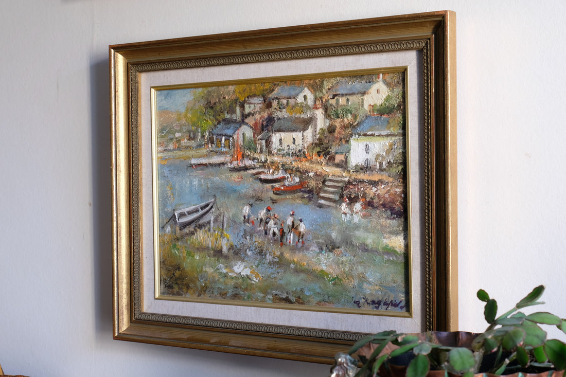Life On The River oil painting by Ira Englefield riverside community scene