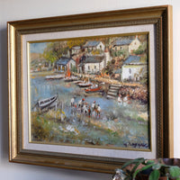 Life On The River oil painting by Ira Englefield riverside community scene