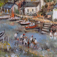 Life On The River oil painting by Ira Englefield riverside community scene