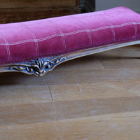 Early 1900's Carved Walnut Upholstered Foot Stool