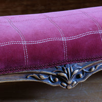 Early 1900's Carved Walnut Upholstered Foot Stool