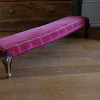 Early 1900's Carved Walnut Upholstered Foot Stool