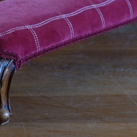 Early 1900's Carved Walnut Upholstered Foot Stool