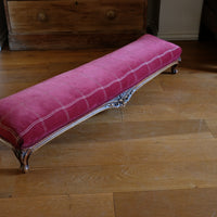 Early 1900's Carved Walnut Upholstered Foot Stool