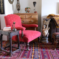 19th Century Library Armchair with Serpentine Back and Original Castors