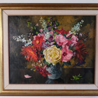 Still life oil painting of garden flowers by John Codner RWA - oil on canvas