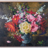 Still life oil painting of garden flowers by John Codner RWA - oil on canvas