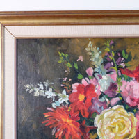 Still life oil painting of garden flowers by John Codner RWA - oil on canvas