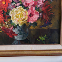 Still life oil painting of garden flowers by John Codner RWA - oil on canvas