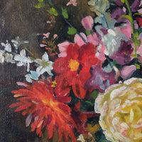 Still life oil painting of garden flowers by John Codner RWA - oil on canvas