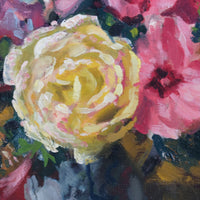 Still life oil painting of garden flowers by John Codner RWA - oil on canvas