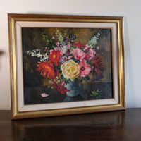 Still life oil painting of garden flowers by John Codner RWA - oil on canvas