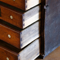 Bank Of Mahogany Drawers With Flush Brass Handles & Name Plates