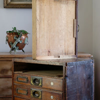 Bank Of Mahogany Drawers With Flush Brass Handles & Name Plates